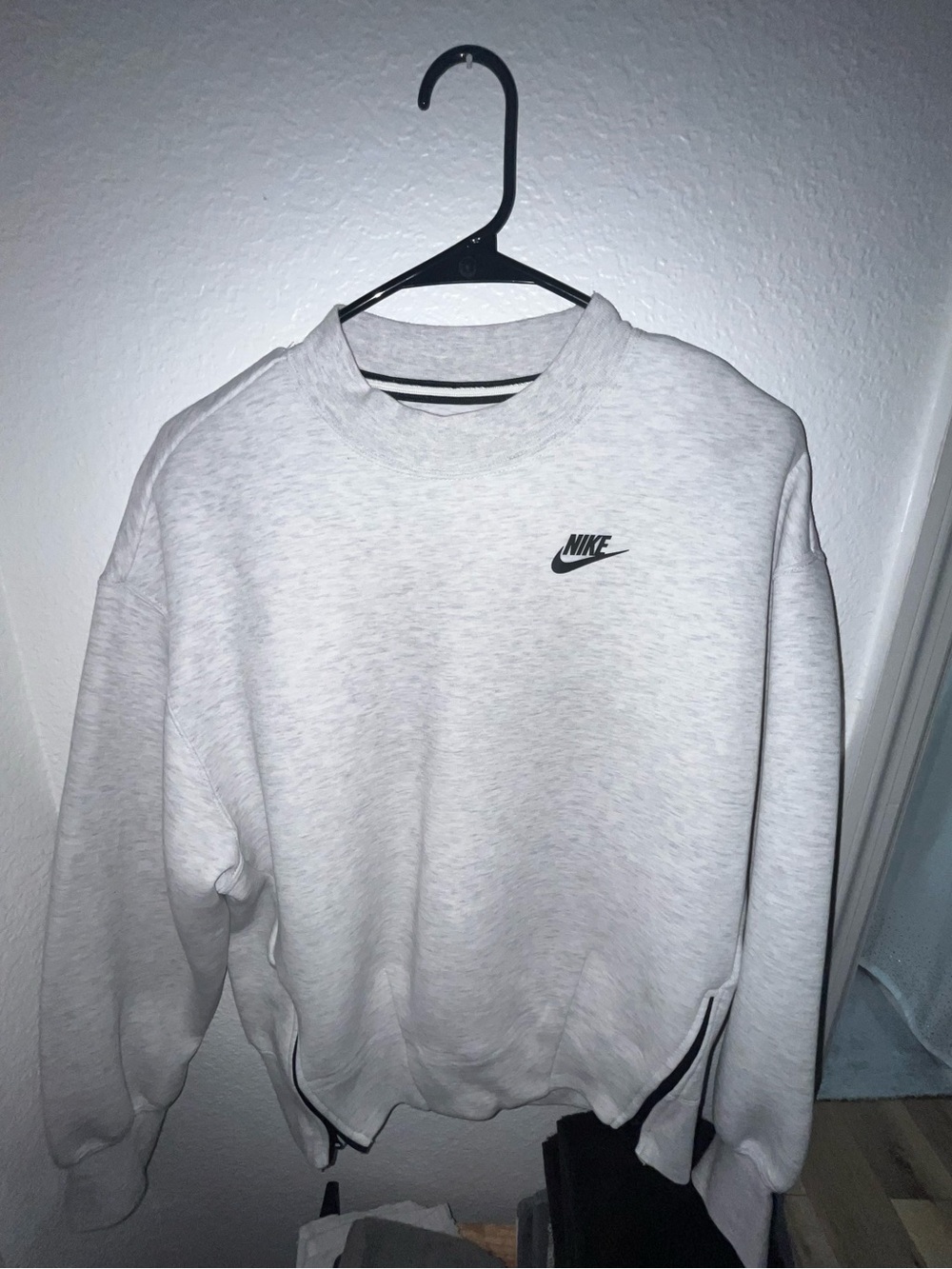 Nike Light Gray Crewneck Sweatshirt with Black Swoosh